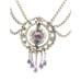 Czechoslovakia Art Nouveau Purple Glass Festoon Necklace Bracelet Brass Set