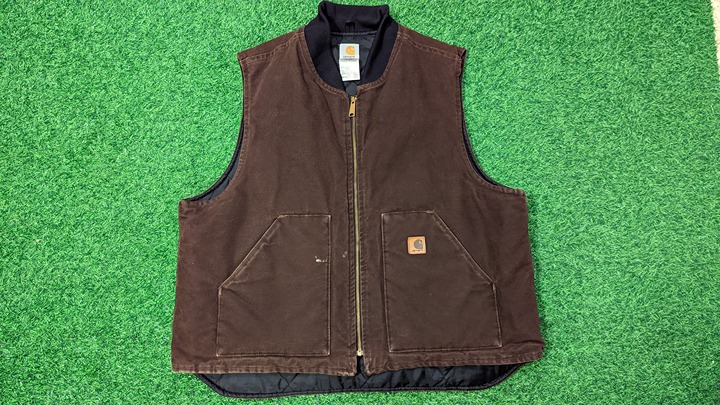 Vintage Carhartt Men’s Dark Brown Quilted Vest - Size 2XL