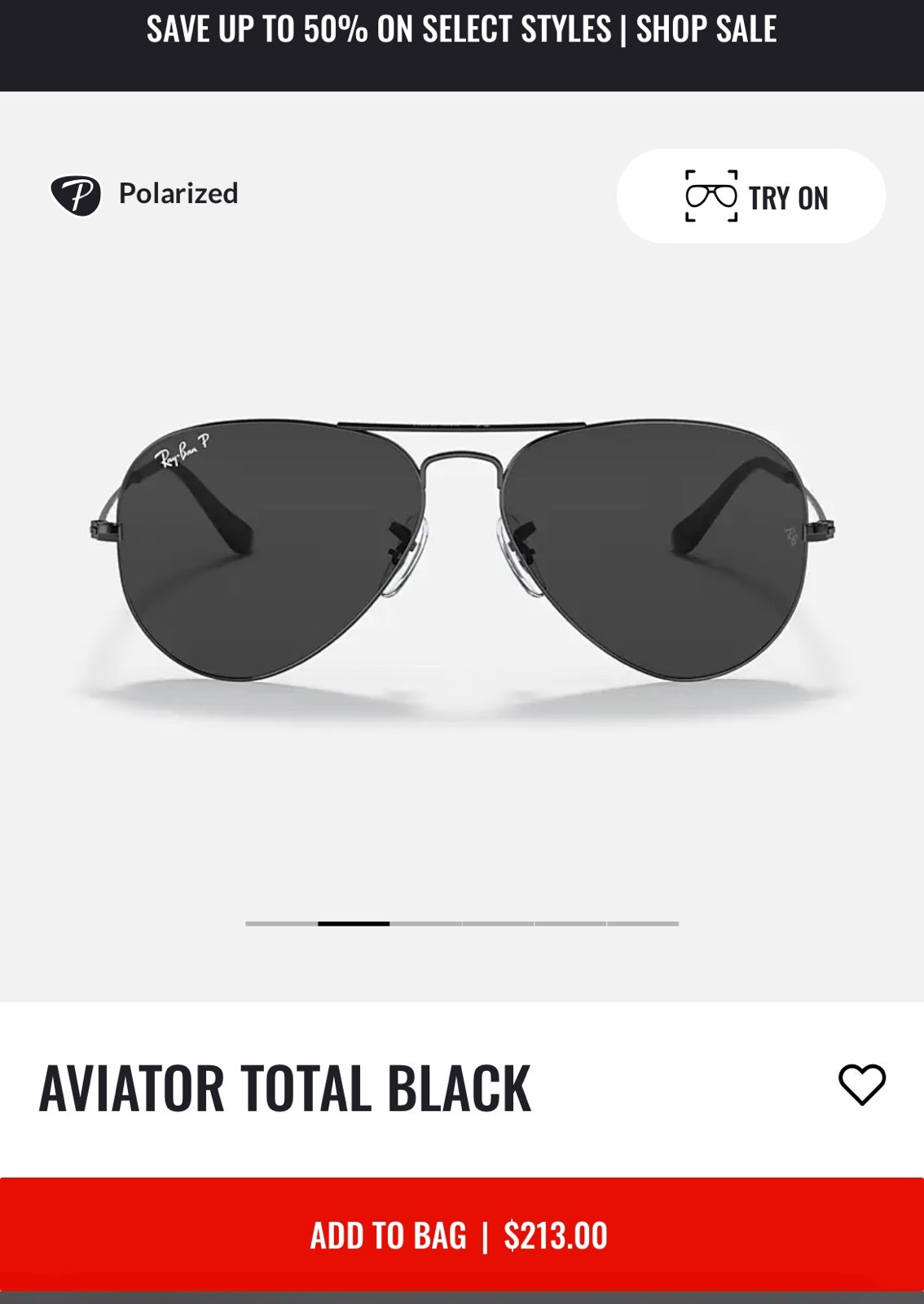 Ray-ban aviator total black sunglasses