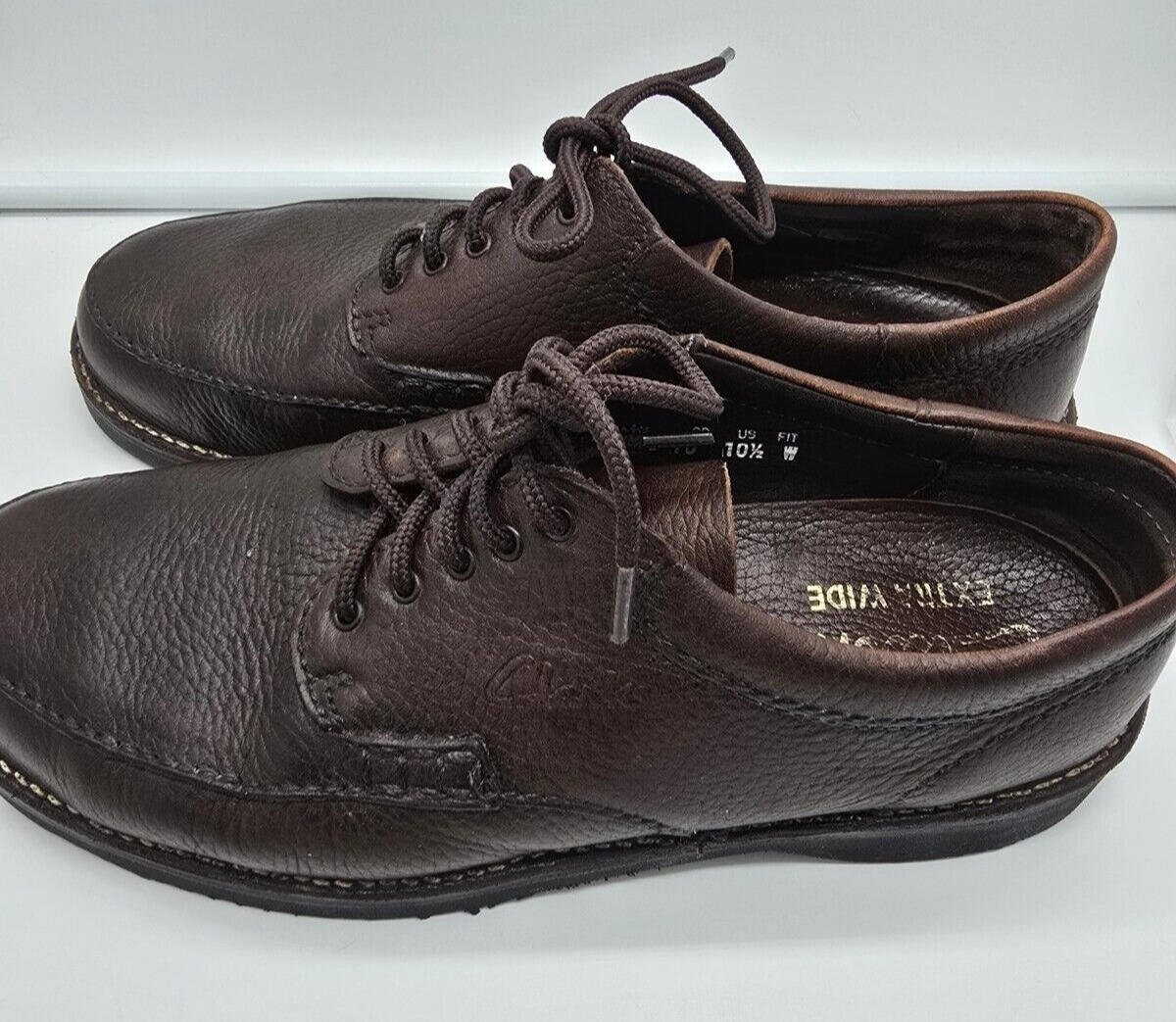 Clark's Silvato Extra Wide 10 5 Oil Resisting Loafers Tie Up Brown Leather Men's