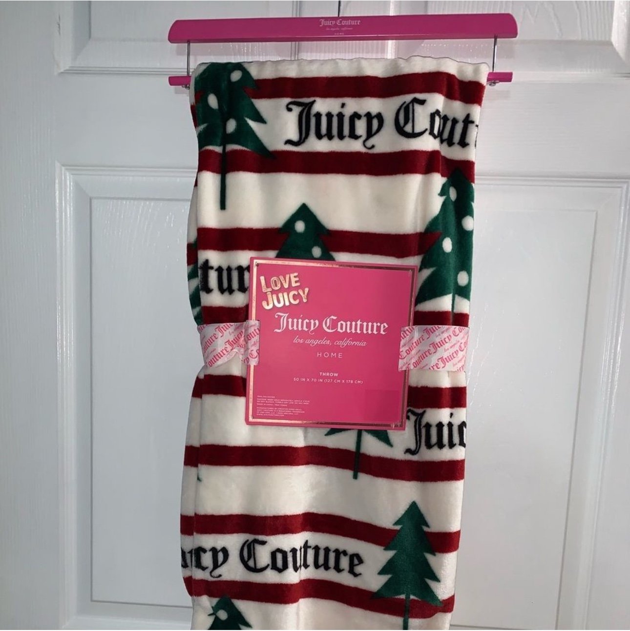 Juicy Couture NWT Juicy Candy Cane Christmas Tree Throw Blanket