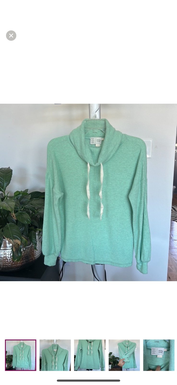 Anthropologie Saturday Sunday knit pullover Cowl Sweater Sz XS Mint Green corded