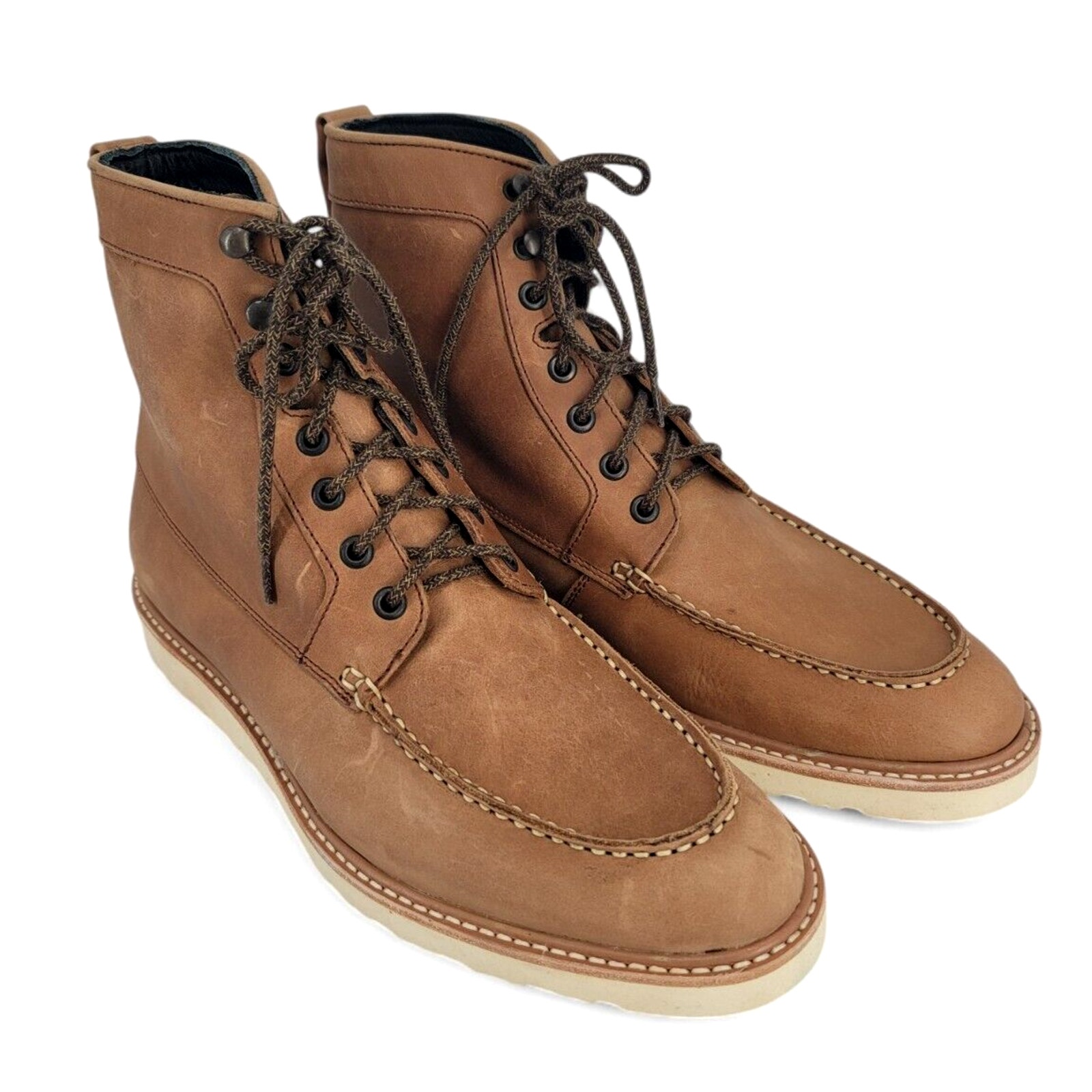 Nisolo Mateo Mens 9 Tobacco Leather Moc-Toe Boots Sustainable All-Weather NWT