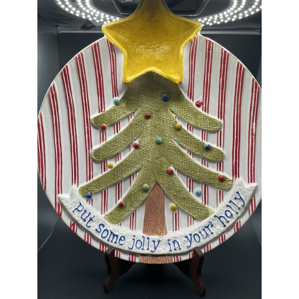 Mudpie Put Some Jolly In your Holly Tree Raised Chip And Dip Dish