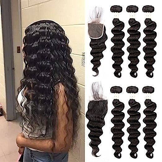 4pcs Virgin Human hair bundle closure