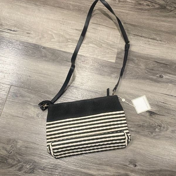 NWT Shiraleah Black White Stripe Convertible Bag Crossbody Shoulder Bag Clutch