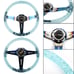NEW JDM TRD Universal 6-Hole 350mm Deep Dish Teal Crystal Bubble Steering Wheel