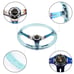NEW JDM TRD Universal 6-Hole 350mm Deep Dish Teal Crystal Bubble Steering Wheel