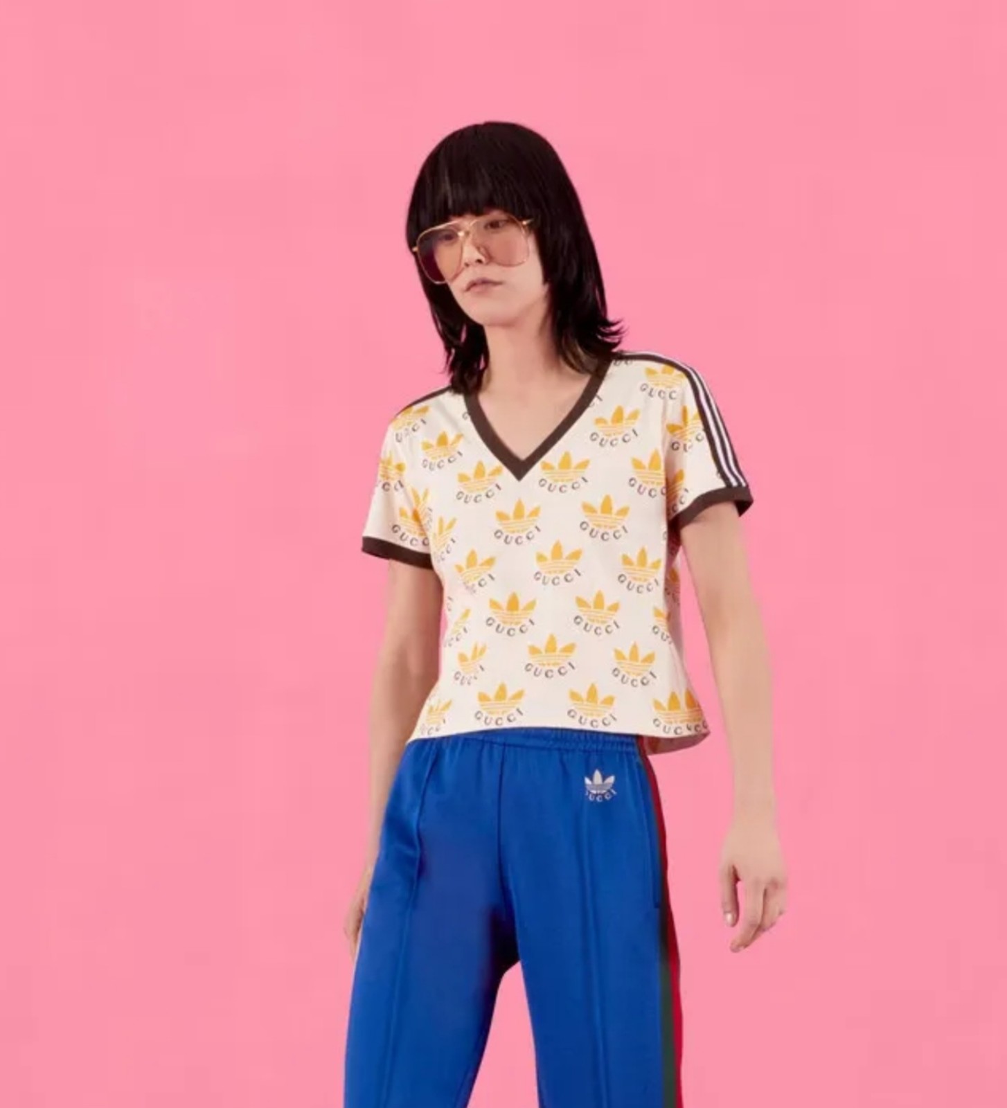 GUCCI×adidas クロップTシャツ イエロー #1921 T-shirt Gucci X Adidas Yellow size M International in Cotton