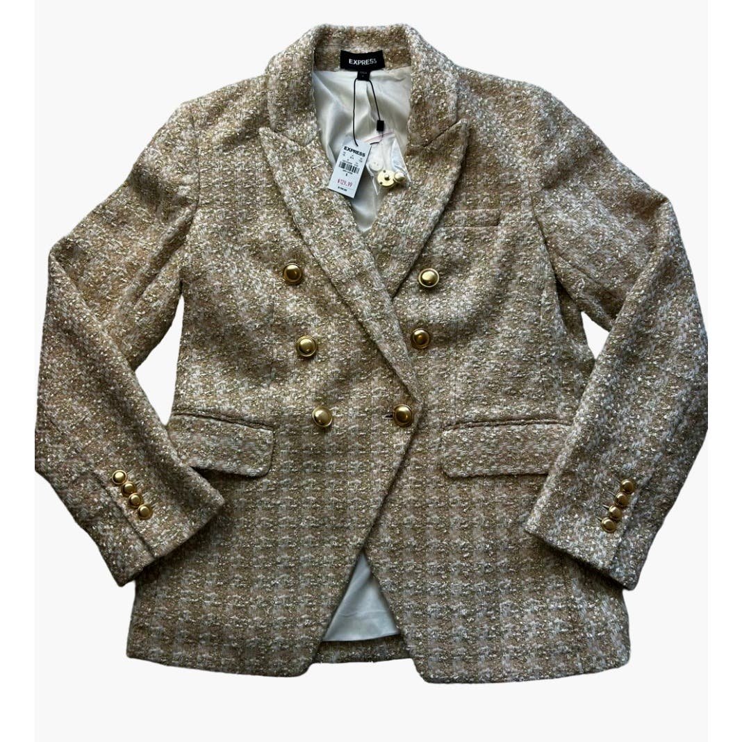 Express champagne and gold tweed sports coat Sz S