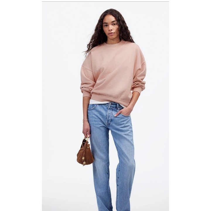 Madewell 98 Relaxed Mockneck Sweatshirt Pale Blush Size XL NU776