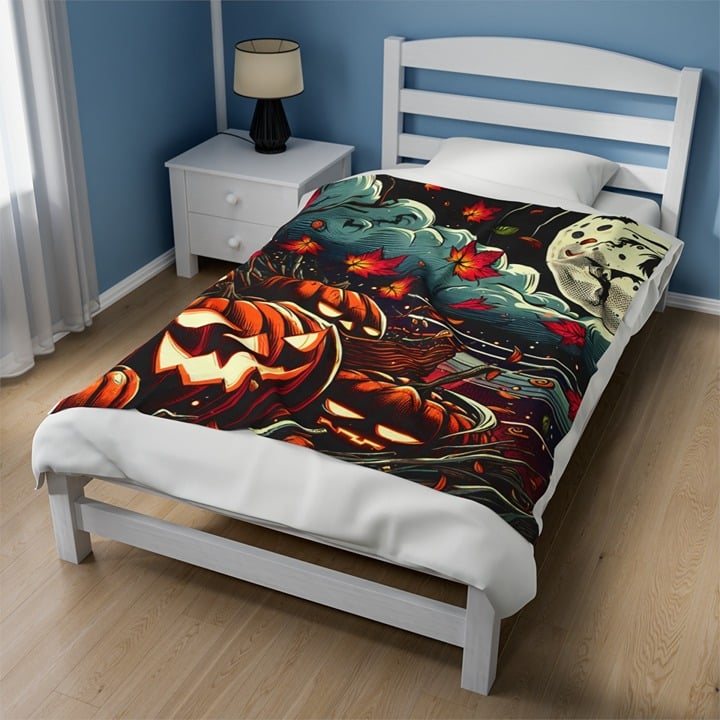 Halloween Blanket Velveteen Personalized Plush Blanket Gift One Side Printed