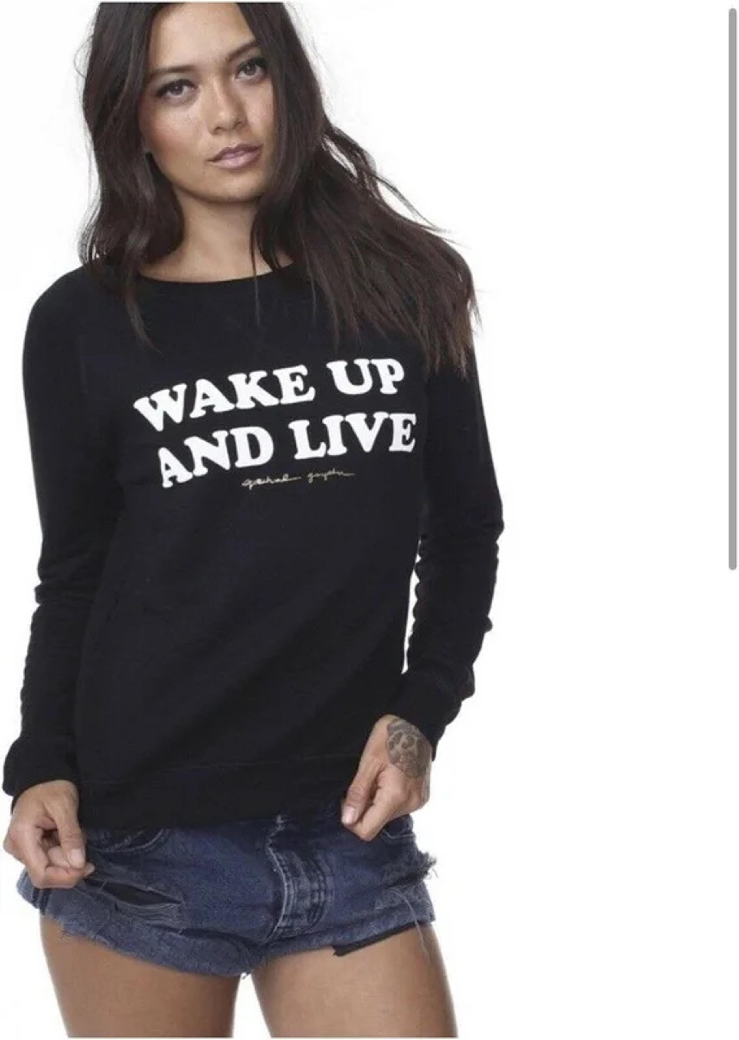 Spiritual Gangster Wake Up and Live Black Sweatshirt Size Small Crewneck