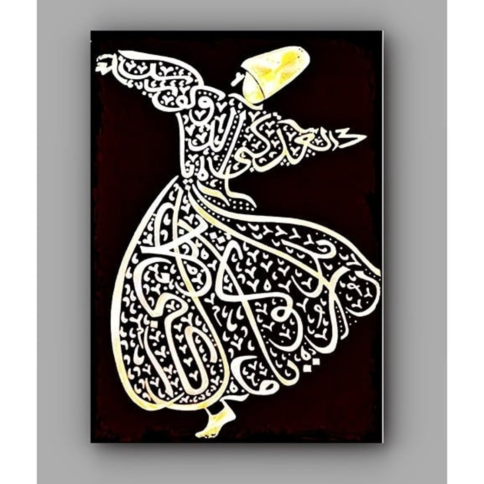 Painting 18X24 Rumi's Poetry Black Canvas Background Ivory Metallic Paint