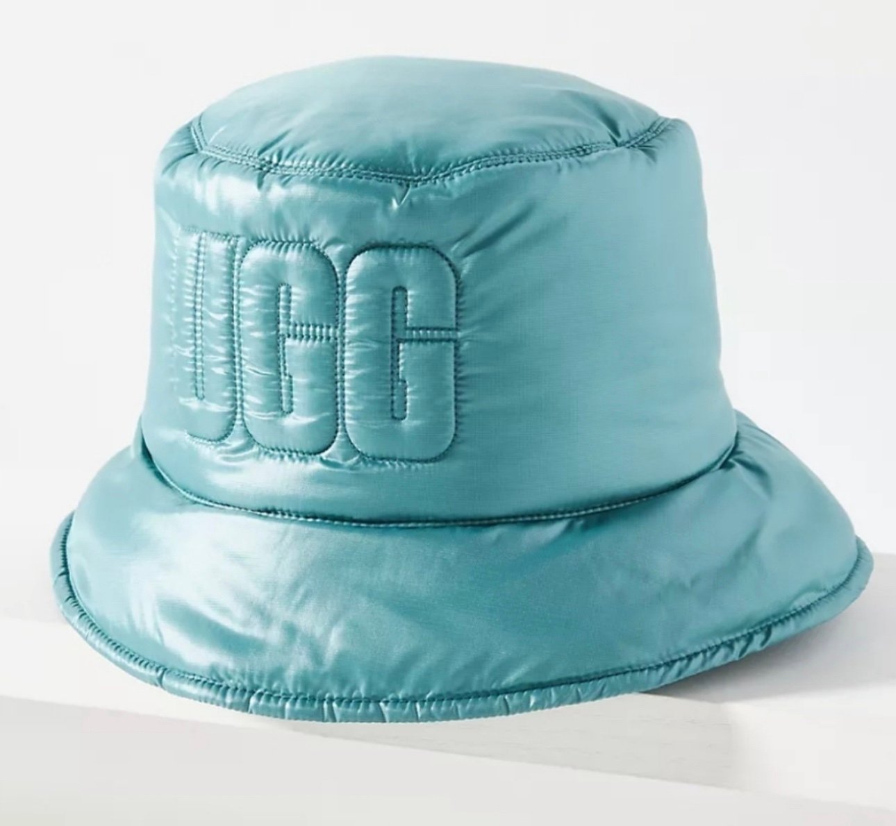 UGG Australia Quilt Puffer Stitch Logo Bucket Hat Water Resist Gorpcore Teal