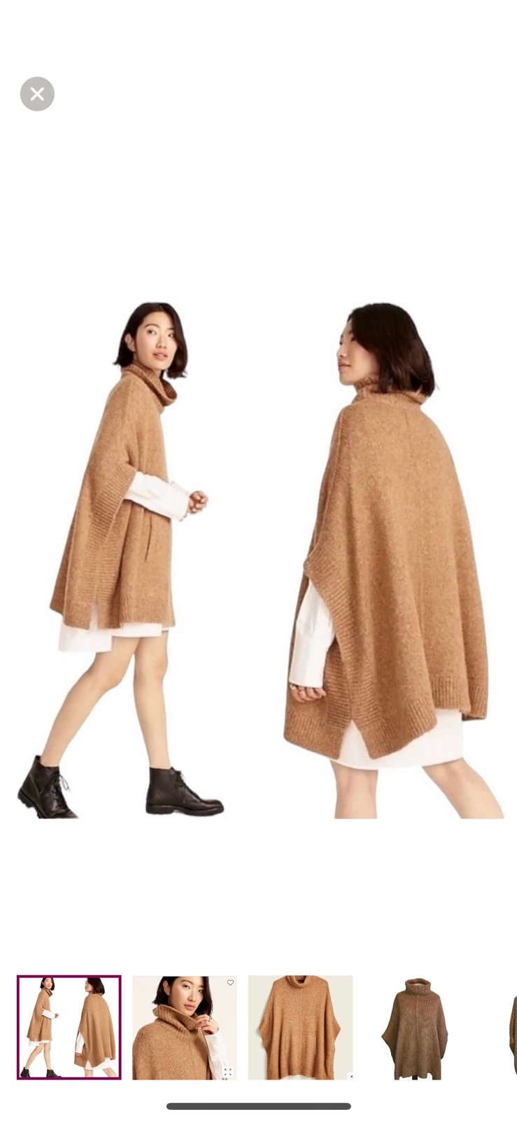 J. Crew Knit Chanteclaire Poncho Relaxed Turtleneck
