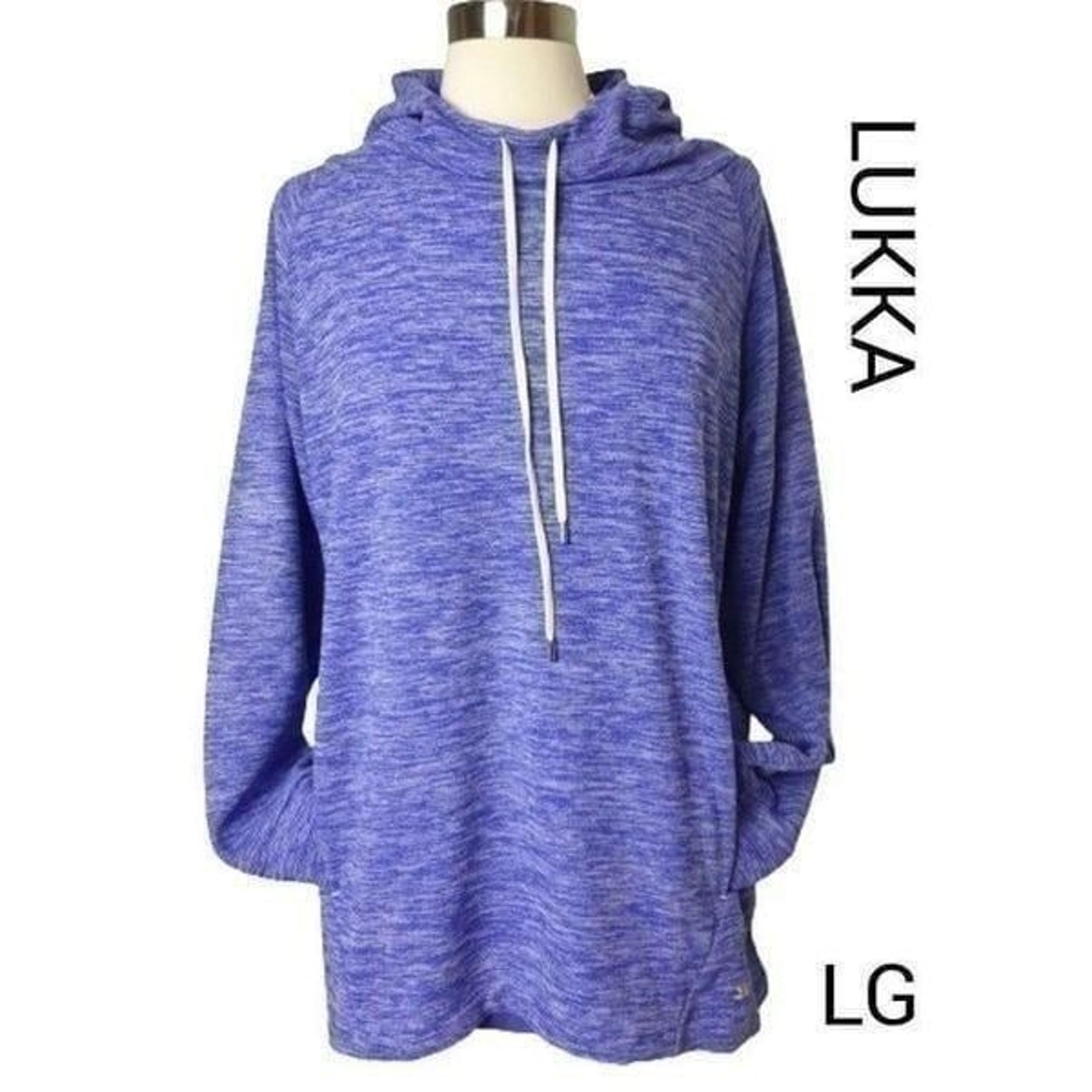 Women's Hoodie Lg Purple Pullover Loose Fit Soft Stretch Oversized Large NWOT