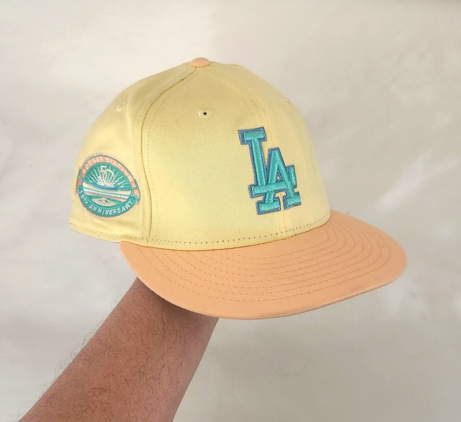 New Era 59Fifty Hat Cap LA Dodgers MLB Pastel multicolor 50th Anniversary 7 1/2