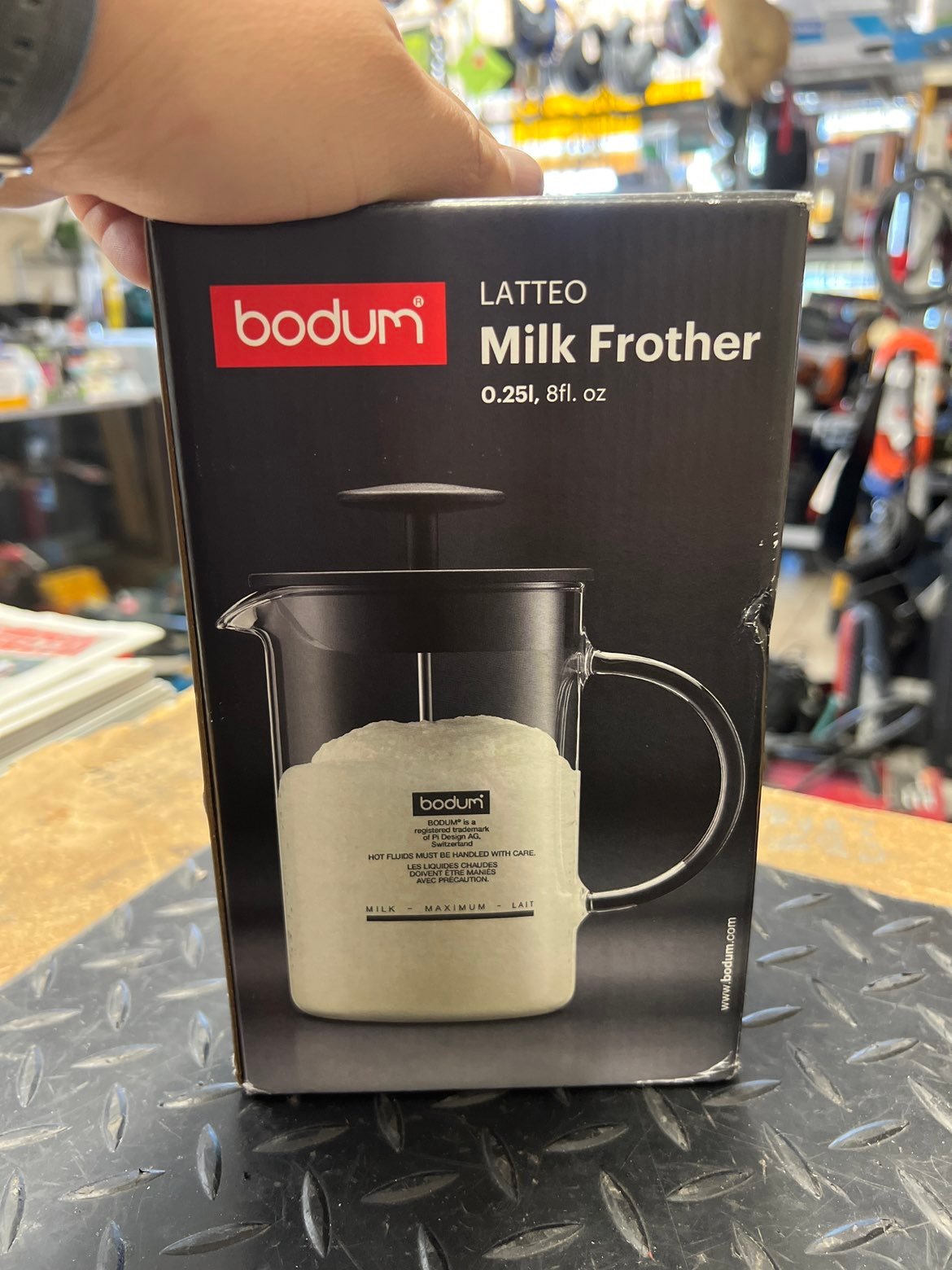 Bodum Latteo Milk Frother Glass Beaker Manual Hand 8oz 250ml 1446-01