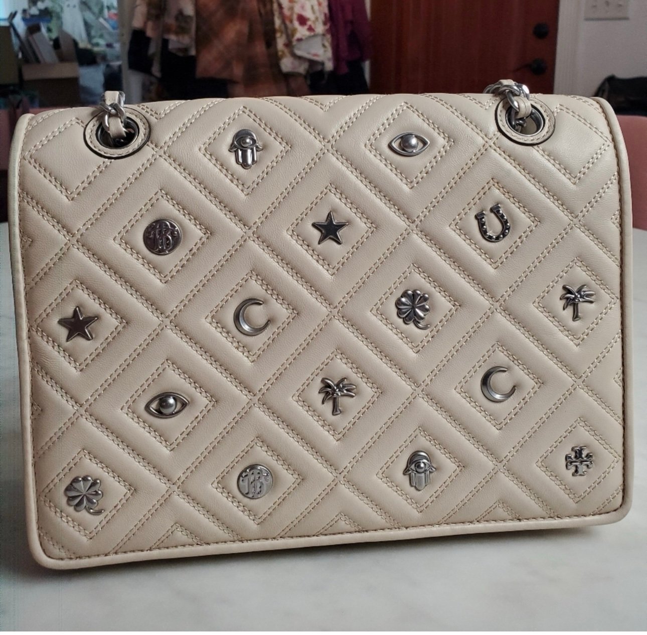 Tory Burch Farida Charm stud Fleming Convertible shoulder Bag