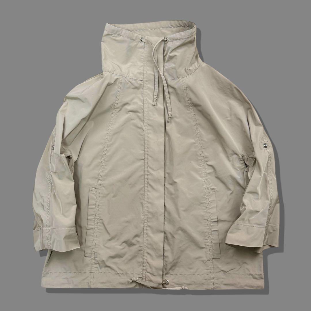 DKNY Donna Karan High-Neck Half-Sleeve Nylon Jacket, Beige