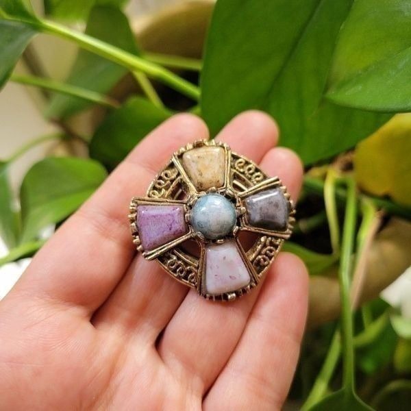 Vintage Gemstone Boucher Hat Scarf Clip Brooch Pin