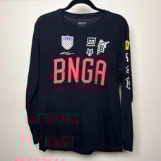 BNGA Black Long Sleeve Graphic Sport Shirt Mens M
