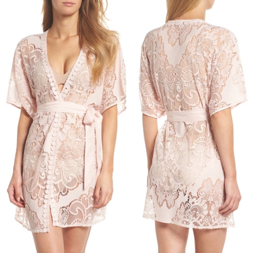 Flora Nikrooz Millie Pink Lace Wrap Robe