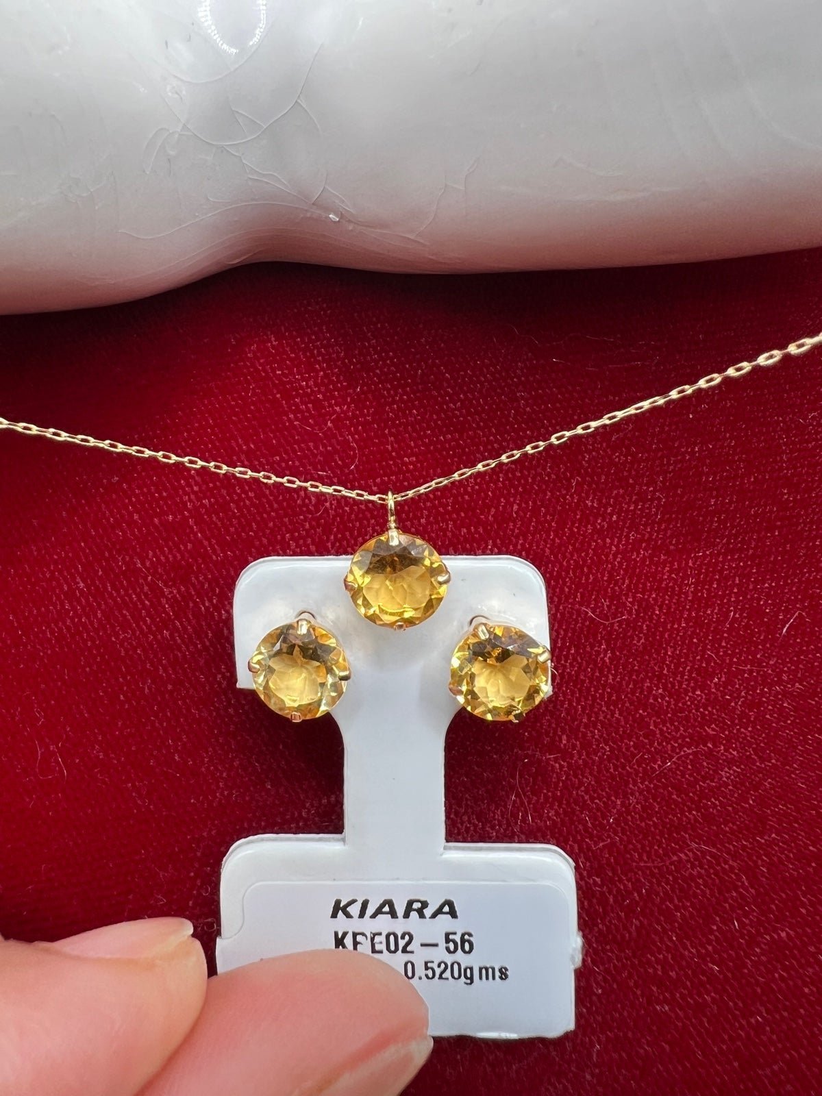 Citrine Set gold necklace and earrings