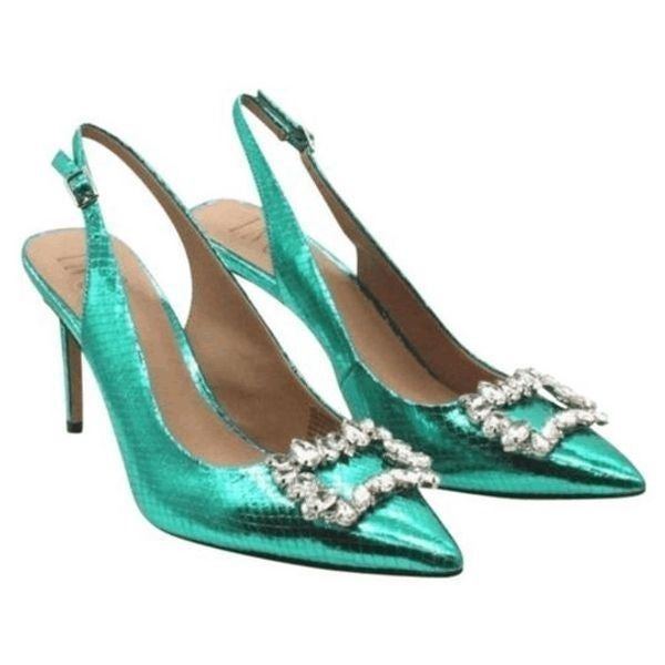International Concepts Women's Kenina Crystal Ornament Slingback Heels Size 10M