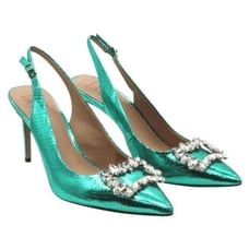 International Concepts Women's Kenina Crystal Ornament Slingback Heels Size 10M