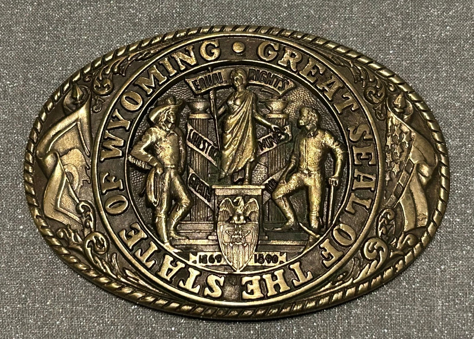 Vintage Tony Lama Collection State Series Wyoming Belt Buckle