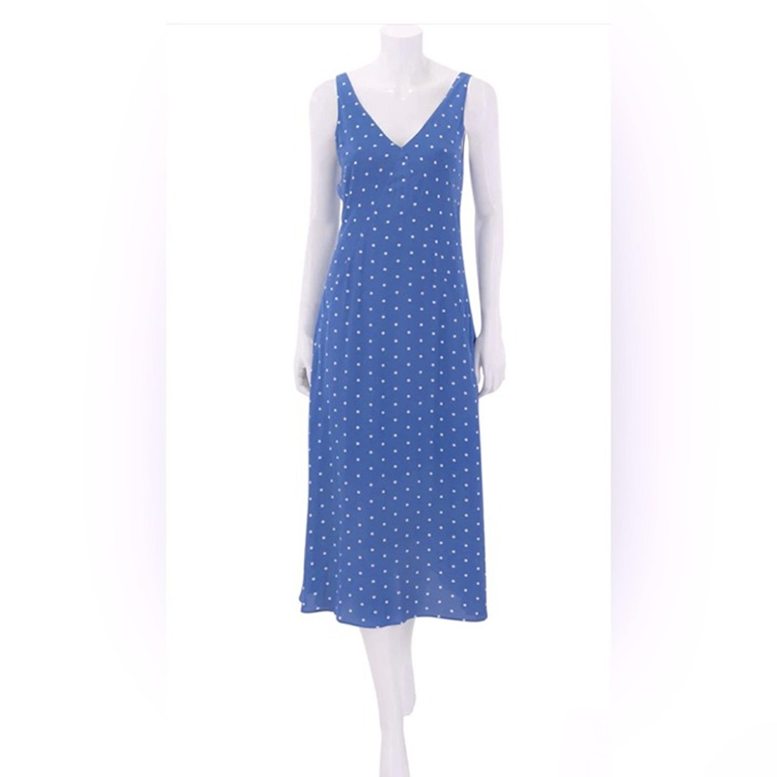 Carol Anderson Y2K Women’s Size 10 Periwinkle Polka Dot V-neck Sleeveless Dress