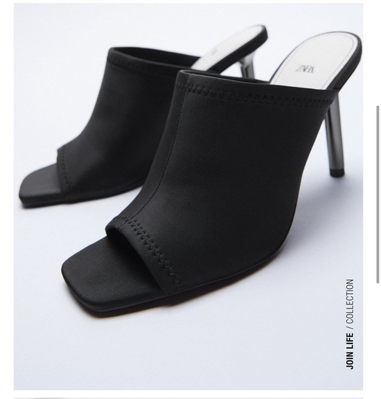 Zara Neoprine Black Slides
