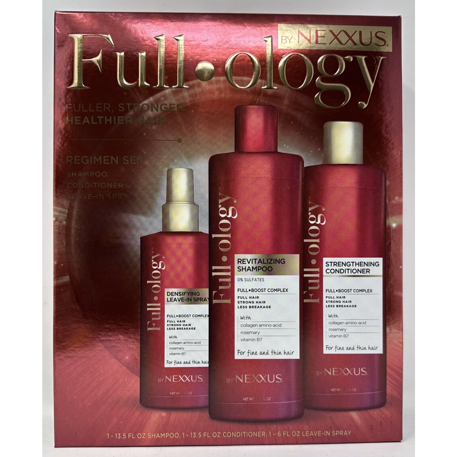 Nexxus Full-Ology Hair Regimen Set Shampoo Conditioner Densifying Spray