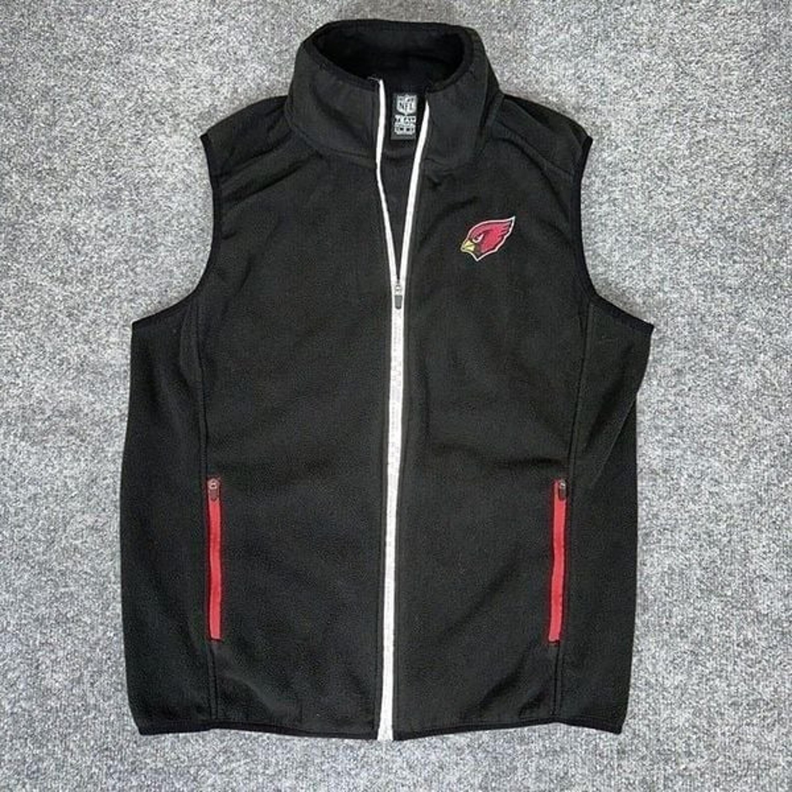 Arizona Cardinals Fleece Vest Mens Small Black Red NFL Football Full Zip Adult