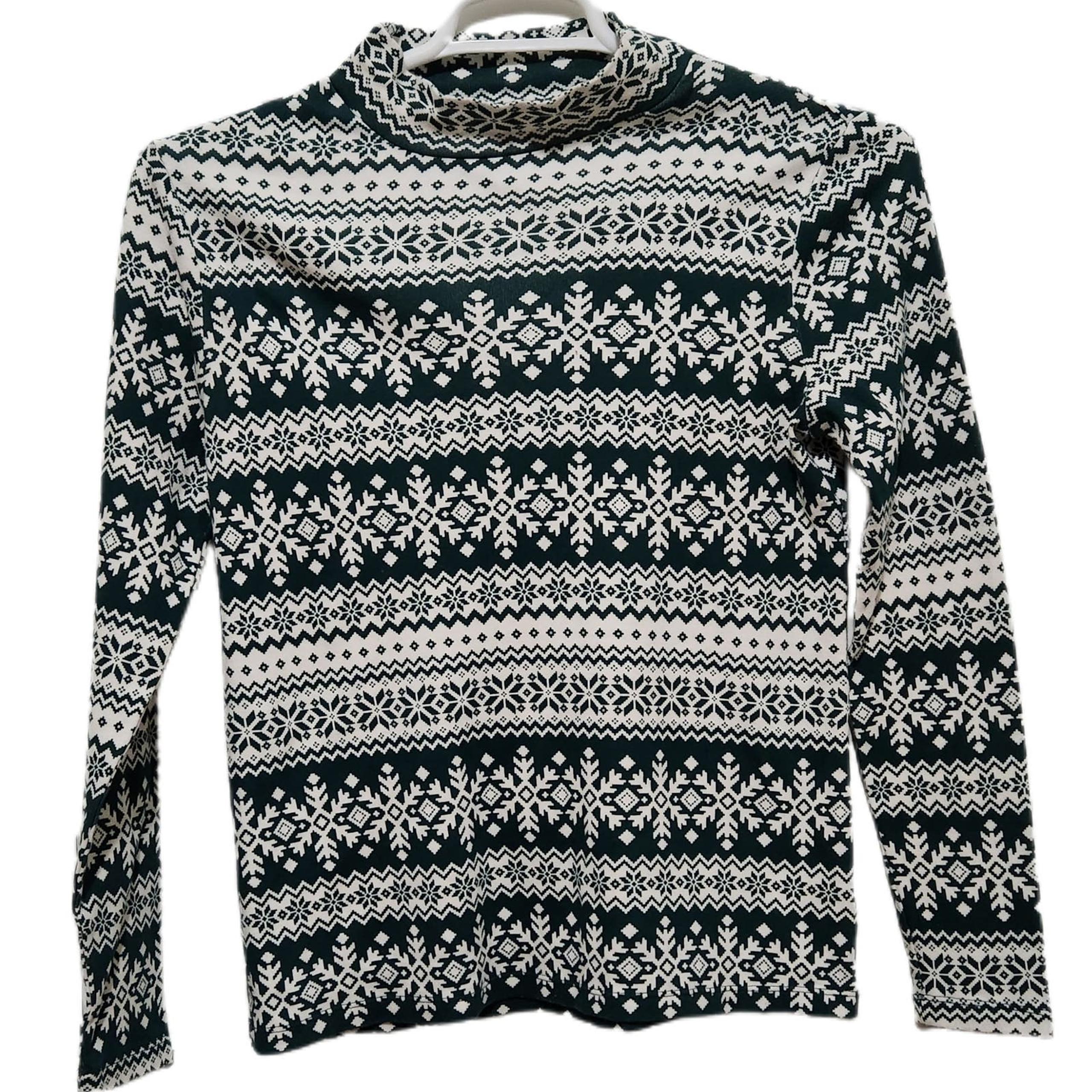 Snowflake Mock Neck Knit Top Women's Size Medium - Time and Tru
