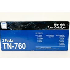 2 Pack TN-760 High Yield Toner Cartridges, NEW, Black