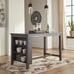 Gray Wash Dining Table with Built in Shelving