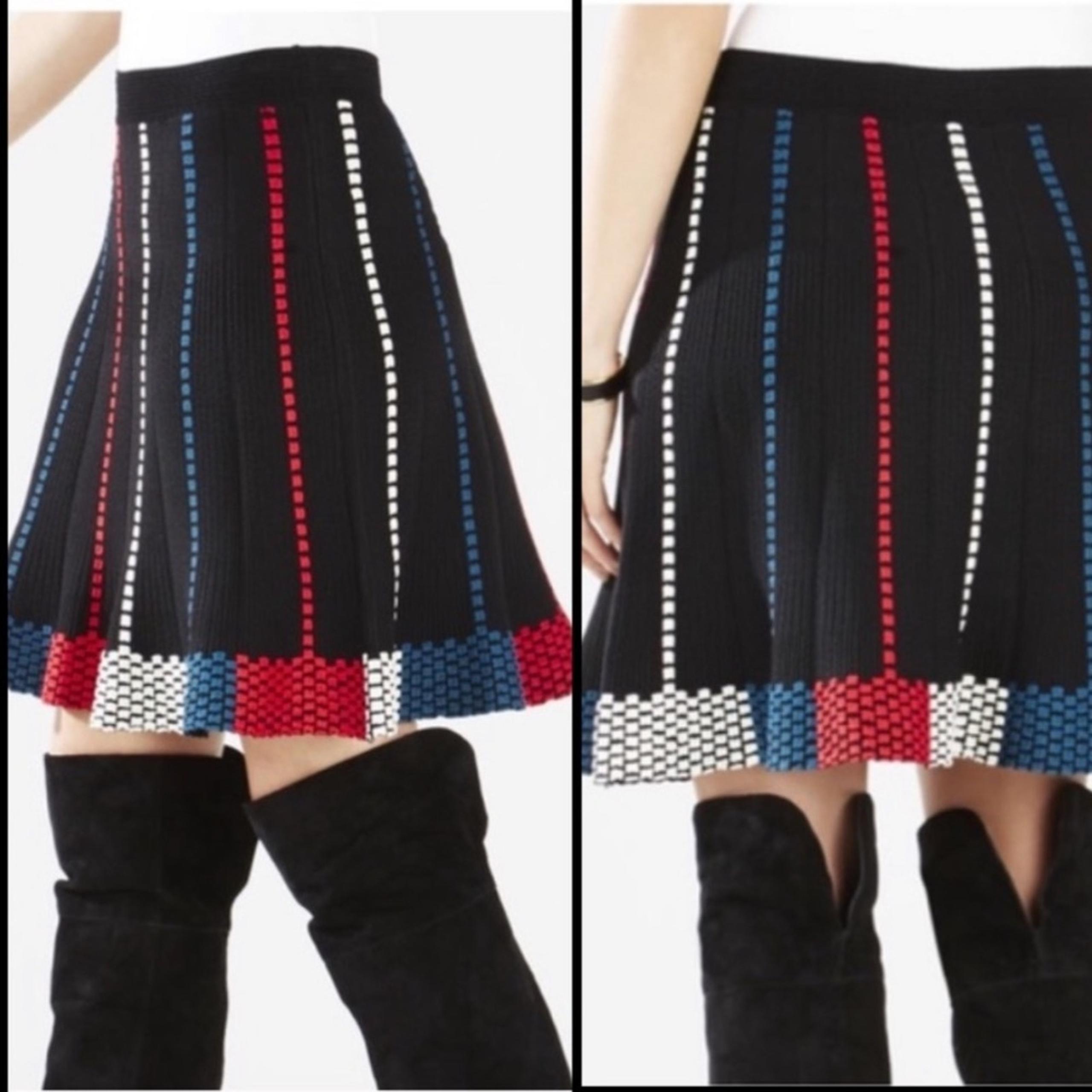 BCBGMaxAzria Navy Jacquard A-Line Flare Skirt Women's Size XS