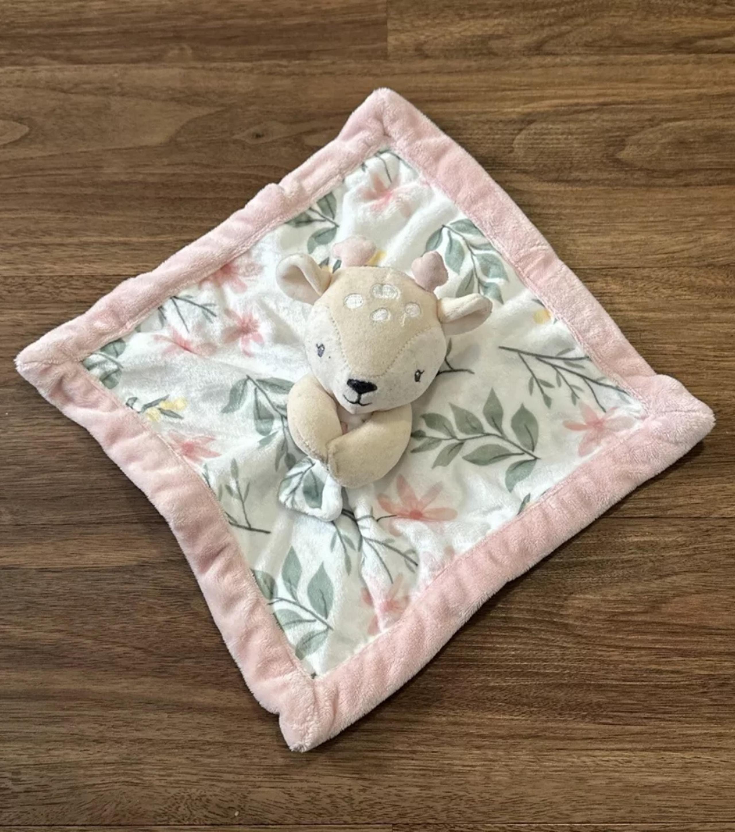 Lullaby Lane Deer Security Blanket Pink Floral - Lullaby Earth