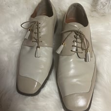 Marco Vicci leather beige and taupe men’s shoes lace with tassel accent SZ13M. P