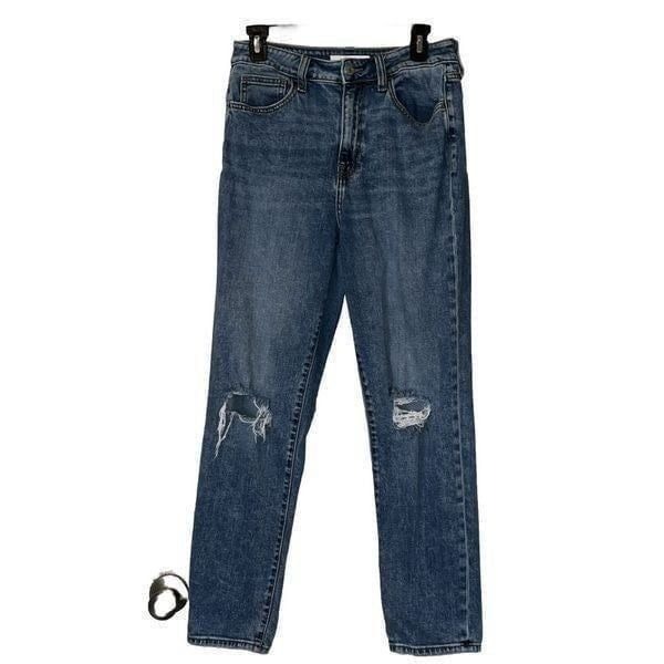 Willow Root Jeans Womens 28 Mom Fit Blue Medium Wash Denim High Rise Distressed