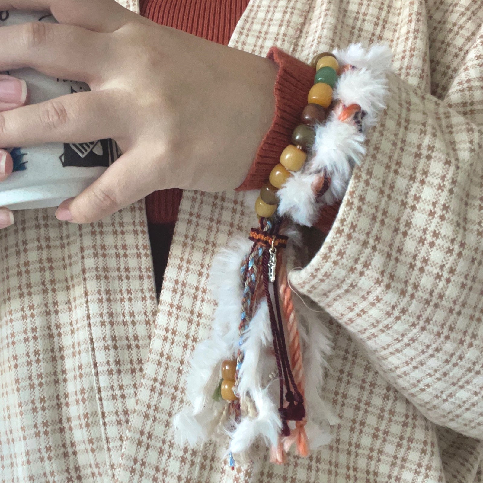 Tibetan Style Bodhi Root Beads Beaided Double Layer Bracelet Fur Bracelet