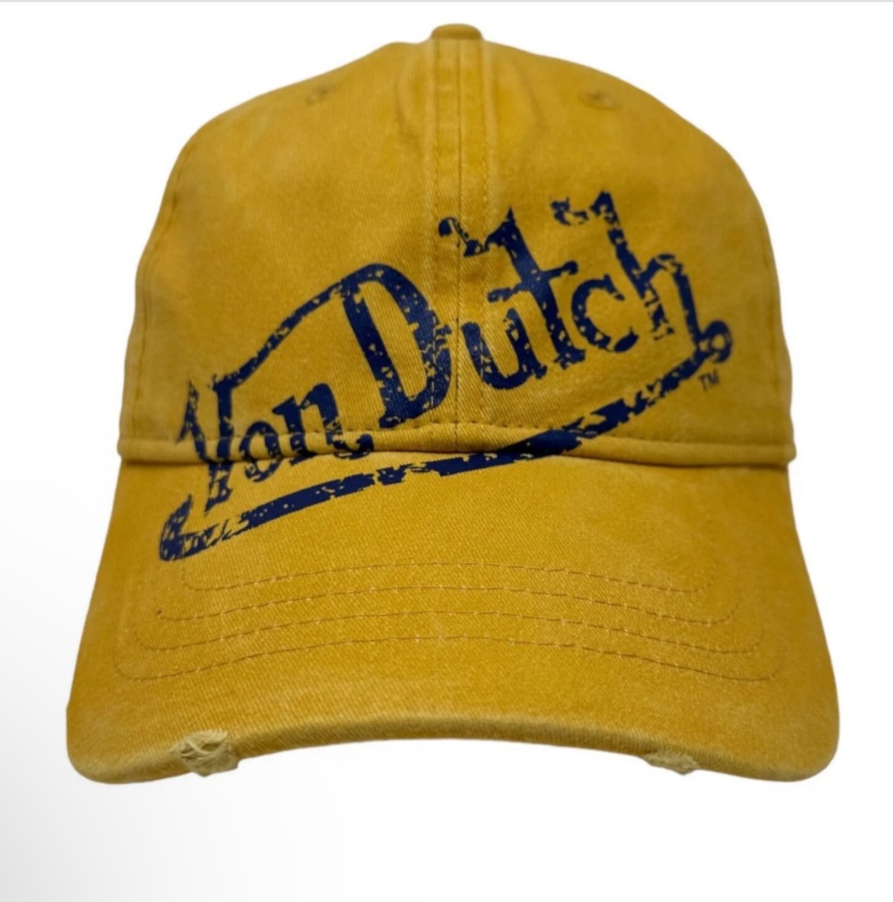 Von Dutch Strapback Hat Washed Mustard Distressed Dad Cap