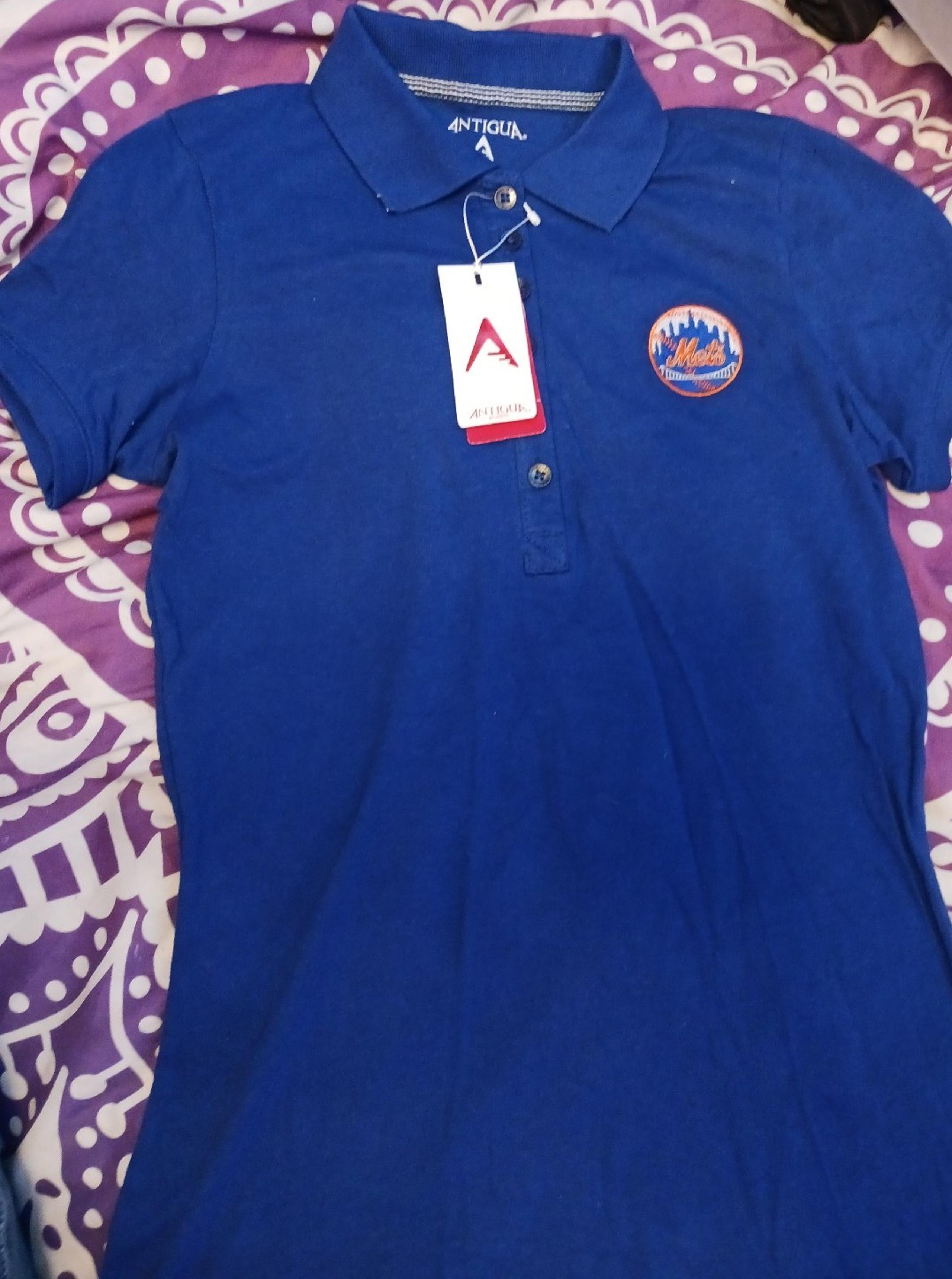 NEW Antigua Women's MLB Fitted Short Sleeve Polo Shirt, New York Mets, Small