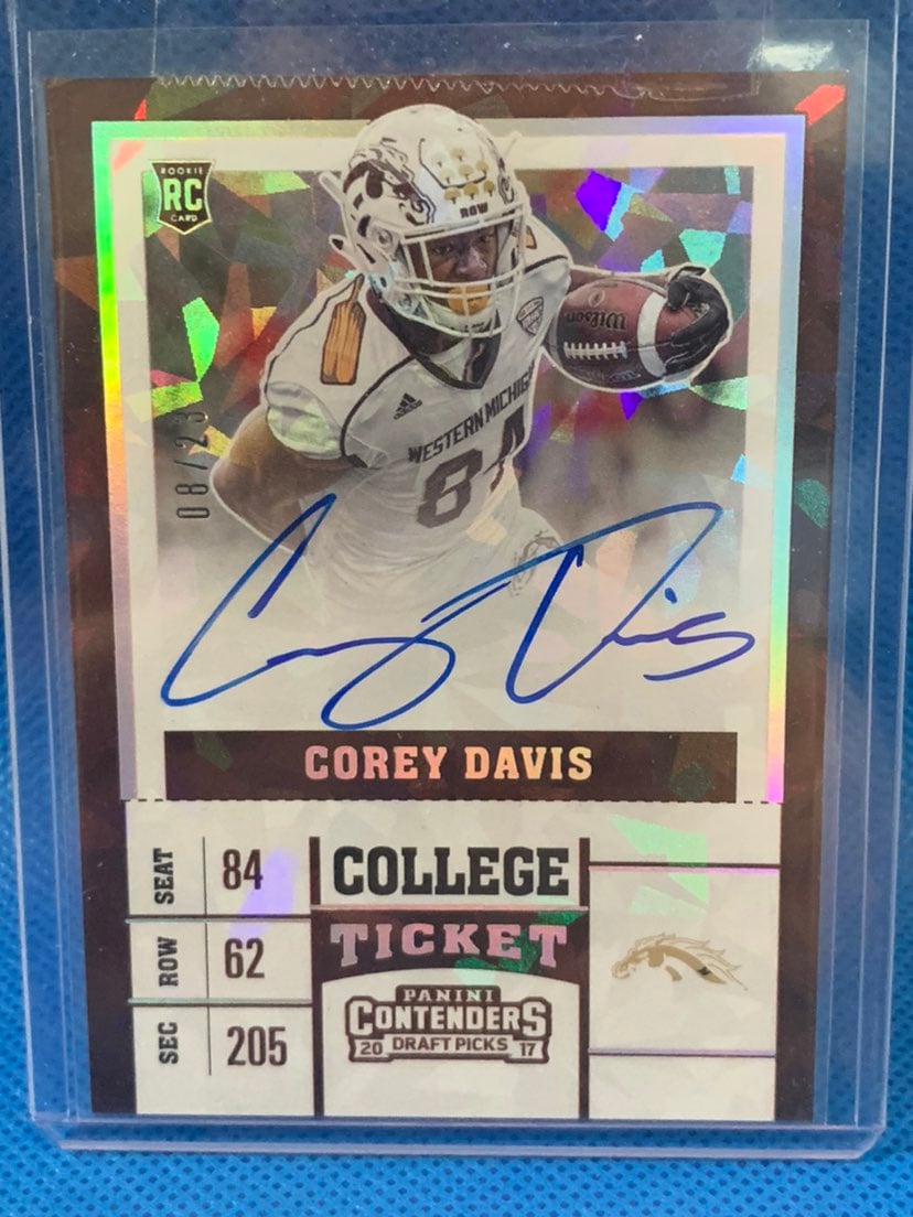 2017 Panini Contenders Corey Davis Cracked Ice Rookie Auto SP /23! Jets