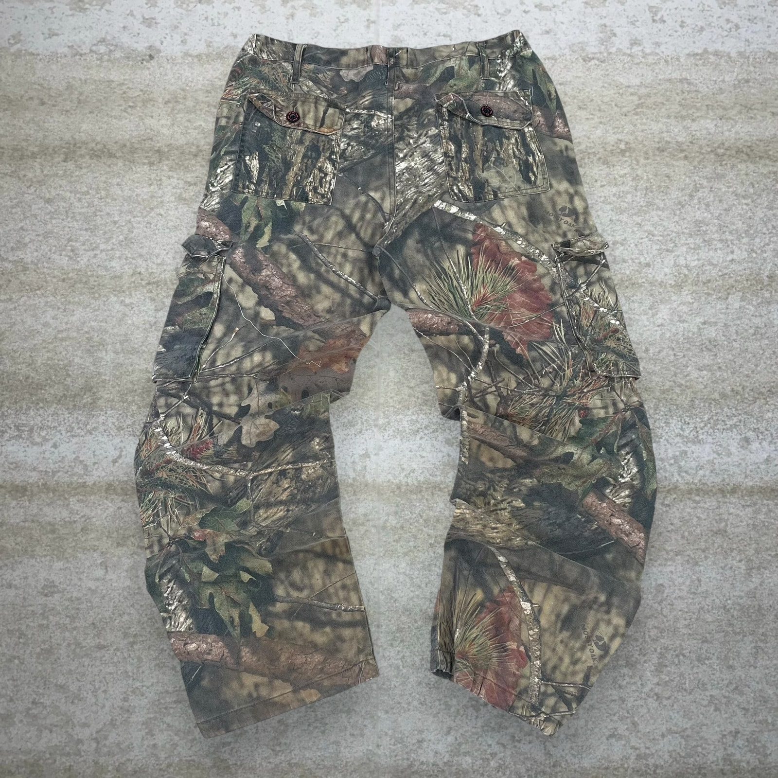 Vintage Mossy Oak Hunting Camo Tactical Pants Baggy Wide Leg Cargos Womens L 90s