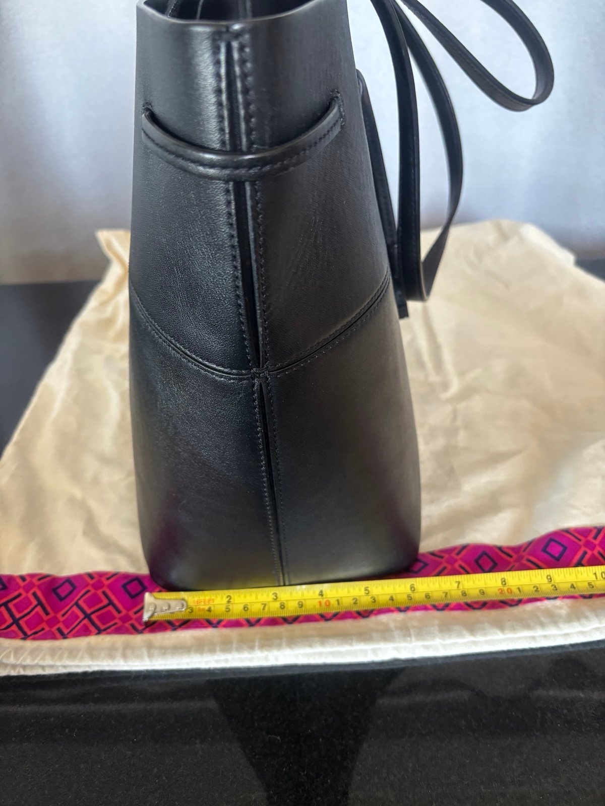 Tory Burch Black Leather drawstring T-Block Tote