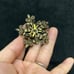 VINTAGE AMBER YELLOW GOLD ROOTBEER RHINESTONE RIVETED FLOWER STAR 2 Brooch Pin